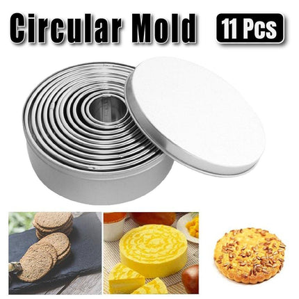 11X Metal Round Cookie Biscuit Cake Cutter Set Stainless Steel Pastry Cutter Tool