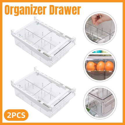 2 Pack Fridge Crisper Drawer Storage Boxes Food Organizer for Fresh Produce
