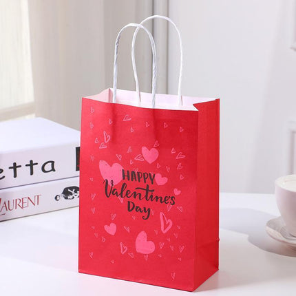 30x Valentines Day Love-Themed Tote Bag Elegant Kraft Paper Handbag Lightweight