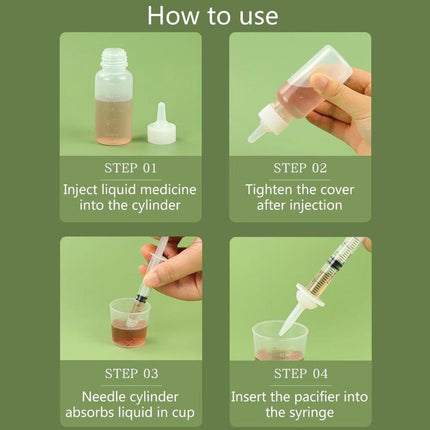 Kitten Feeding Bottle with Syringe Dispenser for Young Pets and Small Animals
