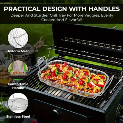 Stainless Steel Square Barbecue Basket Multifunctional Tray Grilling Vegetables