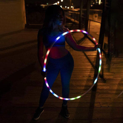 LED Light-Up Exercise Fitness Hoop Dance Lose Weight Colour Changing Detachable - Aimall