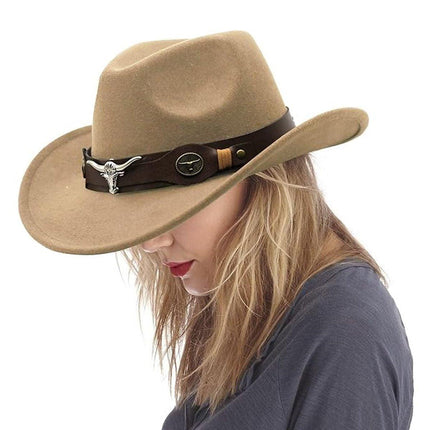 Vintage Woolen Felt Top Hat Cowboy Hat Classic Style Fashion Hat for Men