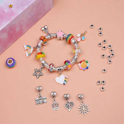 Beads Jewellery Charms Pendant Set DIY Craft Girls Kids Gift Bracelet Making Kit - Aimall