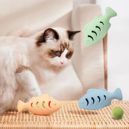 Interactive Cat Toys Fish Leaky Food Dispenser Fun Pet Play Chew Toy Durable