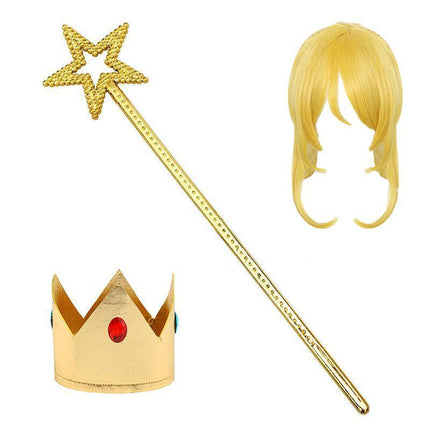 Little Princess Peach Costume Cosplay Marios Brother Princess Fancy Dress Crown AU