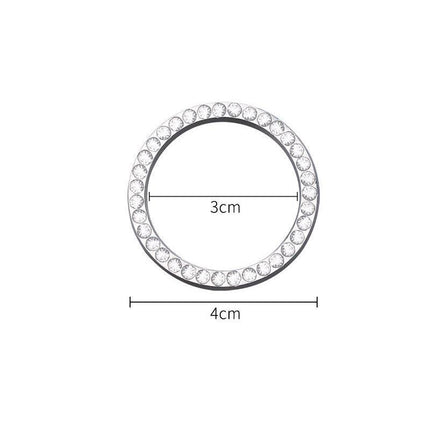 1x Silver Car SUV Decorative Button Start Switch Diamond Ring Auto Accessories - Aimall