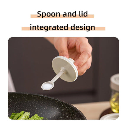 3PCS Glass Seasoning Jar with Spoon Lid Kitchen Salt Spice Storage Box Organizer