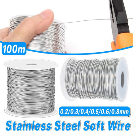 100M 0.2-0.8mm 304 Stainless Steel Single Soft Steel Wire DIY Rustproof Durable