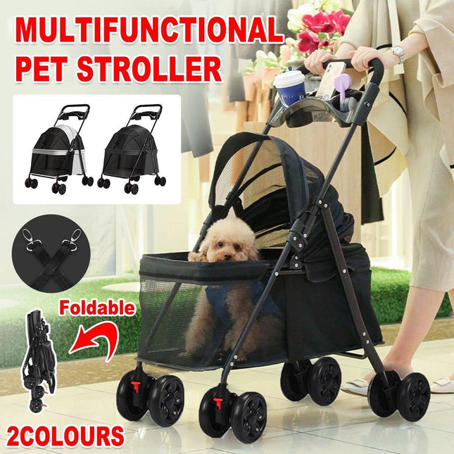 Lightweight Pet Stroller for Cats and Small Dogs Easy Fold Portable Travel Use