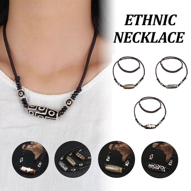 Ethnic Bead Choker Necklace Cotton Linen Fashion Jewelry Accessories for Women