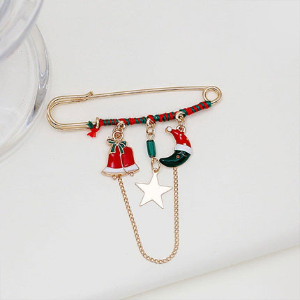 Holiday Festive Christmas Hat and Star Brooch Pin Jewelry Gift for Women Men