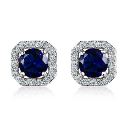 1 Pair Brilliant Square Cut Cubic Zirconia Stud Earrings Stainless Steel E135 7Clours - Aimall
