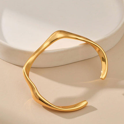 Minimalist Plain Solid Ring Bracelet Women Fashion Simple Open Cuff Bangle