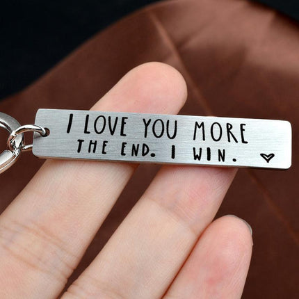 I Love You More The End I Win Stainless Steel Couple Keyring Keychain Gift Funny - Aimall