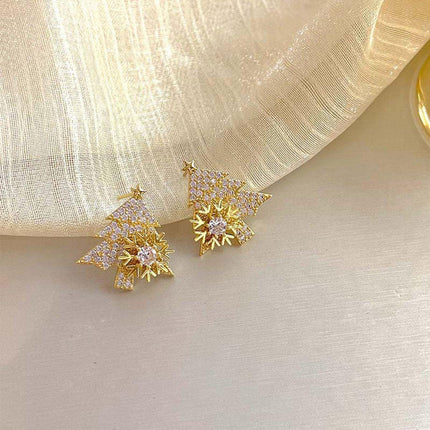 Christmas Tree Stud Earrings Women Festive Holiday Jewelry Gift Accessories