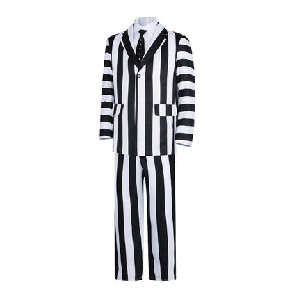 Archmage Cos Suit Beetle Sauce Michael Keaton Black And White Striped Suit Cosplay Halloween Suit