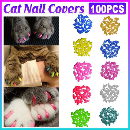 100PCS Anti Scratch Paw Covers for Cats and Kittens Nail Protector Soft Paw