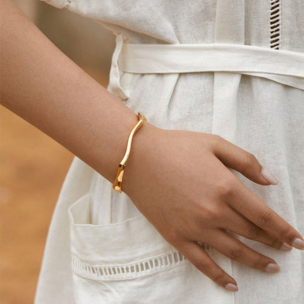 Minimalist Plain Solid Ring Bracelet Women Fashion Simple Open Cuff Bangle