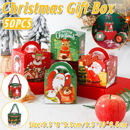 50pcs Christmas Rope Apple Candy Packing Box Biscuit Gift Baking