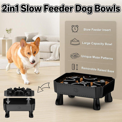Pet Slow Feeder Bowl Removable Large Capacity Dog Cat Feeding Bowl Anti Slip