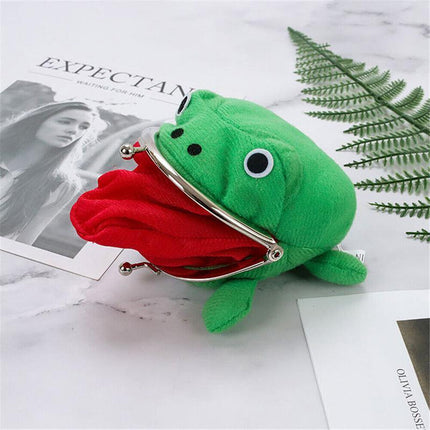 Charming Plush Frog Coin Purse Money Pouch Toy Wallet Unique Cash Bag - Aimall