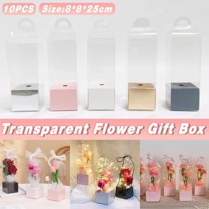 10pcs Bouquet Packaging Transparent PVC Flower Box Portable Floral Gift Boxes