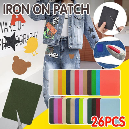 26X Solid Colour Twill Fabric Patch Kits Repair T-shirt Jeans Clothes Knee Hole - Aimall