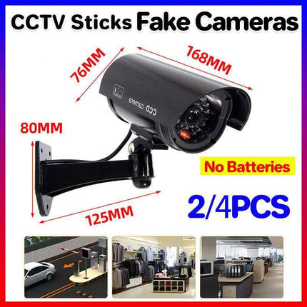 2/4 Sets Flash Led Light Fake Dummy Camera Night Security Surveillance Cctv - Aimall