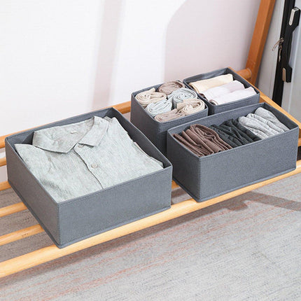 6Piece Set Foldable Non-woven Underwear Bra Socks Storage Box Drawer Organizer