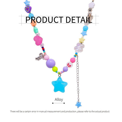 Colourful Love Pentagram Dopamine Necklace Fashion Jewellery Women Girls