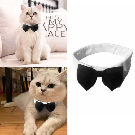 2pcs Pet Bow Tie Collar Dog Cat Suit Dress Accessories Adjustable Neck Strap