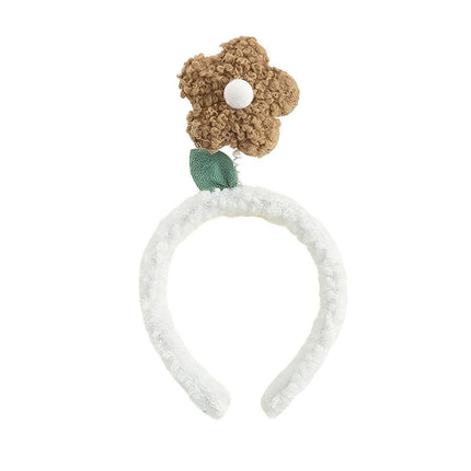 Cute Sunflower Headband Girl Women Party Hair Band Lamb Wool Hoop Clip Face Wash - Aimall