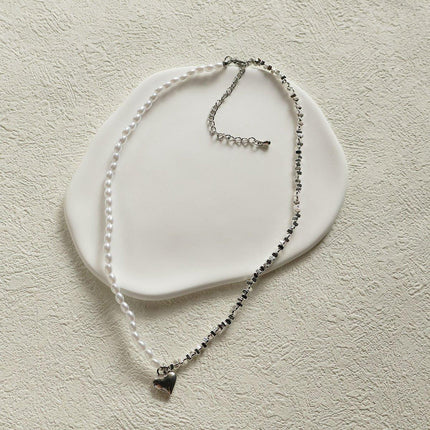 Elegant Simple Silver Heart Necklace with Freshwater Pearl Perfect Gift Jewelry