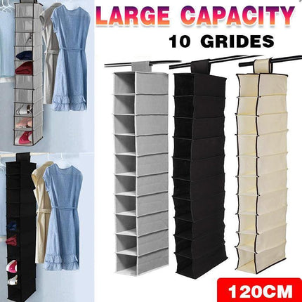 10 Tier Clothes Organiser Wardrobe Hanging Storage Closet Shoes Hanger Bag AU - Aimall