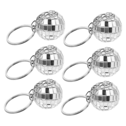 12PCS Disco Laser Ball Pendant Small Silver Bag Pendant Keychain Party Favors