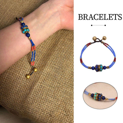 Ethnic Style Handmade Bracelet Color Stone Sky Bead Fashion Round Bead Bracelet