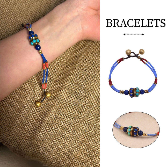 Ethnic Style Handmade Bracelet Color Stone Sky Bead Fashion Round Bead Bracelet
