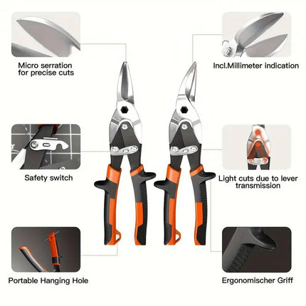 250mm Aviation Tin Snip Heavy Duty Metal Cutting Shears Industrial Scissors Tool