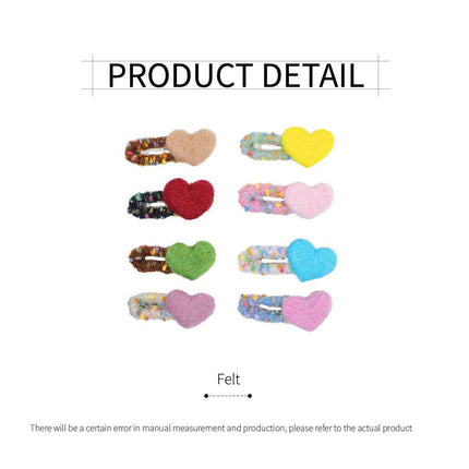 Dopamine Wool Felt Heart Hairpin Cute Plush Hair Clip Fashion Accessories