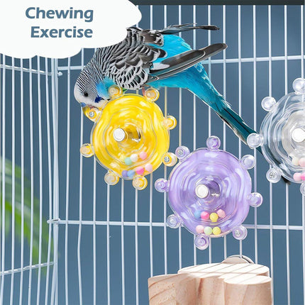 Interactive Parrot Spinning Wheel Stress Relief Toy for Small Birds Durable