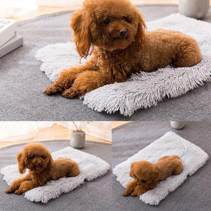 Dog Blanket Pet Cat Mat Puppy Warm Soft Plush Washable Reusable Calming Bed - Aimall