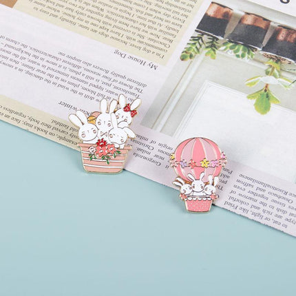 Lovely White Bunny Rabbit Ears Metal Pin