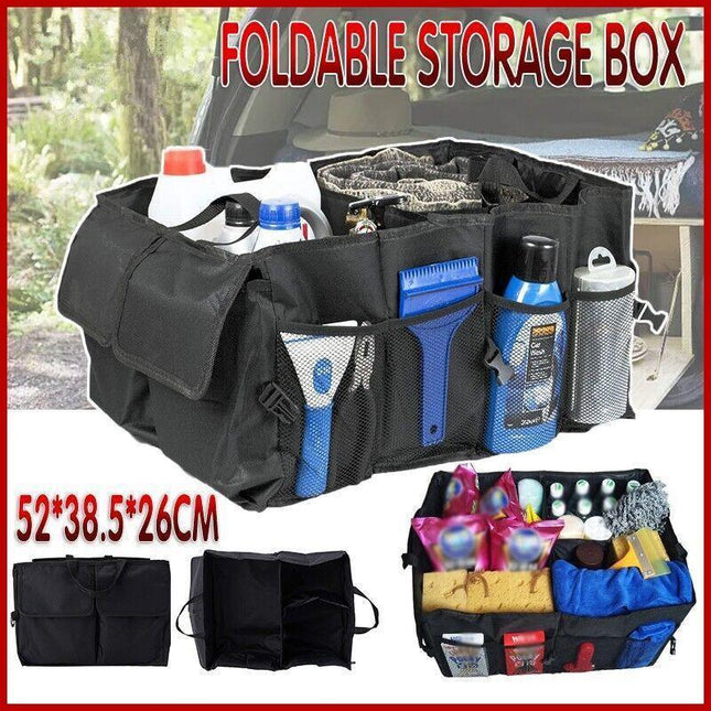Car Boot Organiser Partition Collapsible Storage Box Trunk Bag Tool Multipurpose - Aimall