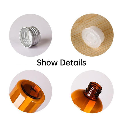 20pcs Brown Transparent Cosmetic Bottles with Aluminum Lids for Packaging