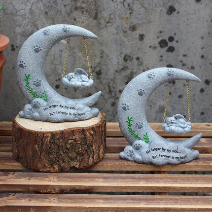 Moon Resin Pet Memorial Tombstone Ornament Garden Decoration for Lost Pets