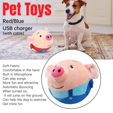 Interactive Jumping Pig Toy for Pets Dogs Cats Fun Animal Bouncing Play Toy