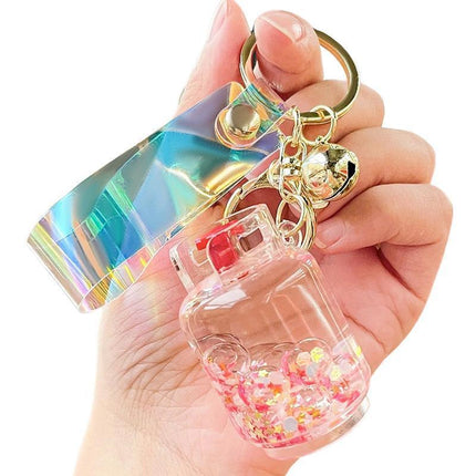 Quicksand Keychain Liquid Oil Keyring Bag Pendant Floating Peal Keyring - Aimall