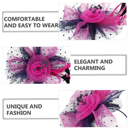 Vintage Accessories Mesh Veil Headpiece Feather Floral Headwear for Women Party