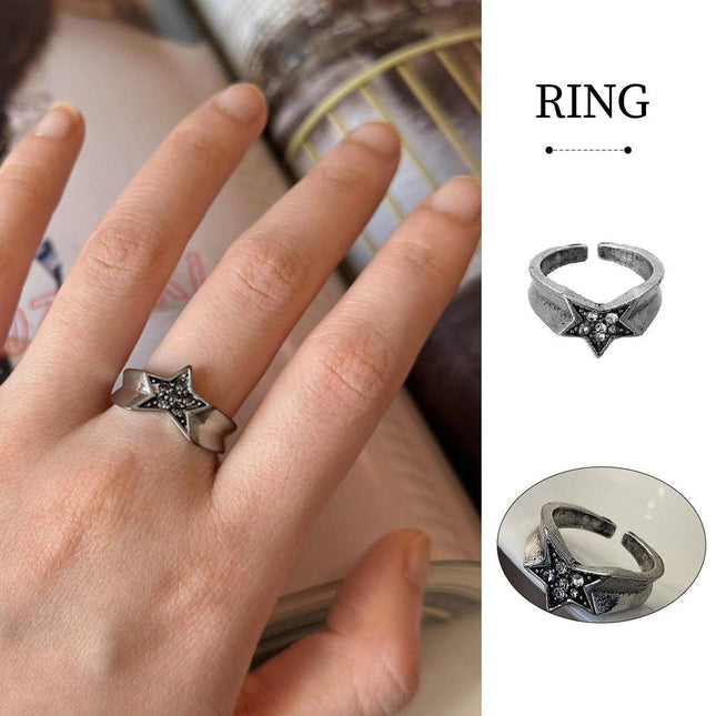 Adjustable Stacked Star Opening Ring Jewelry Five-pointed Star Design Unisex